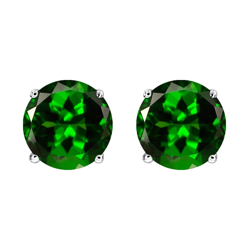 Diamond drop earrings for elegant evening wear -Sterling Silver with Natural Chrome Diopside Stud Earring