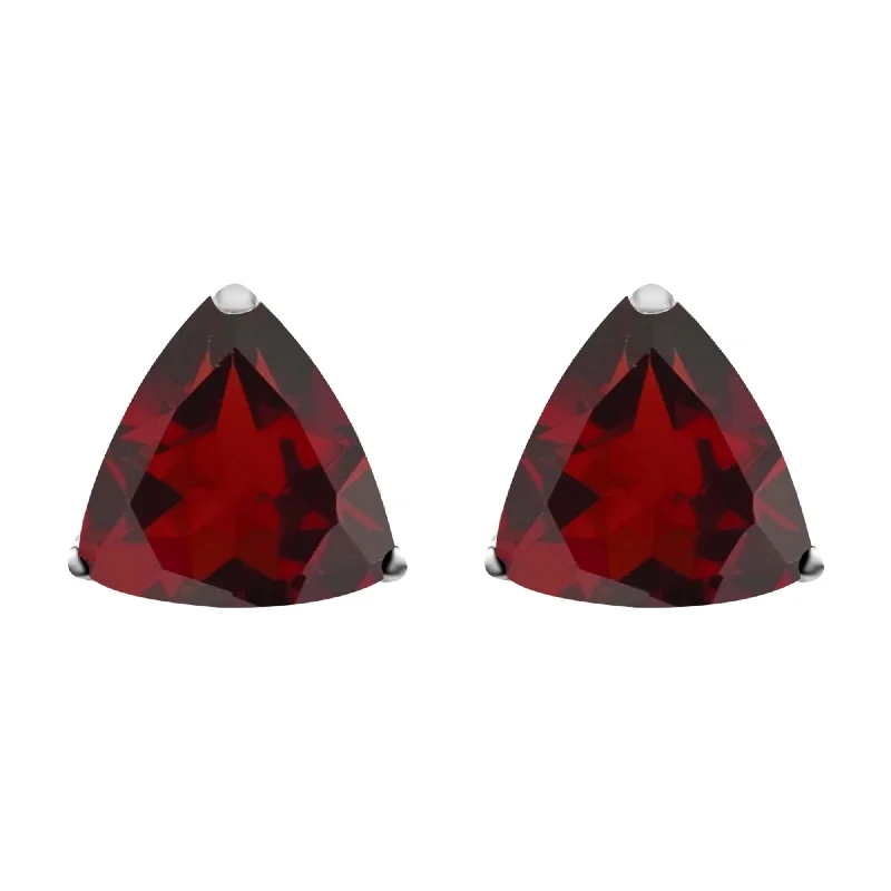 Artistic earrings for creative expression -Sterling Silver with Natural Garnet Stud Earring