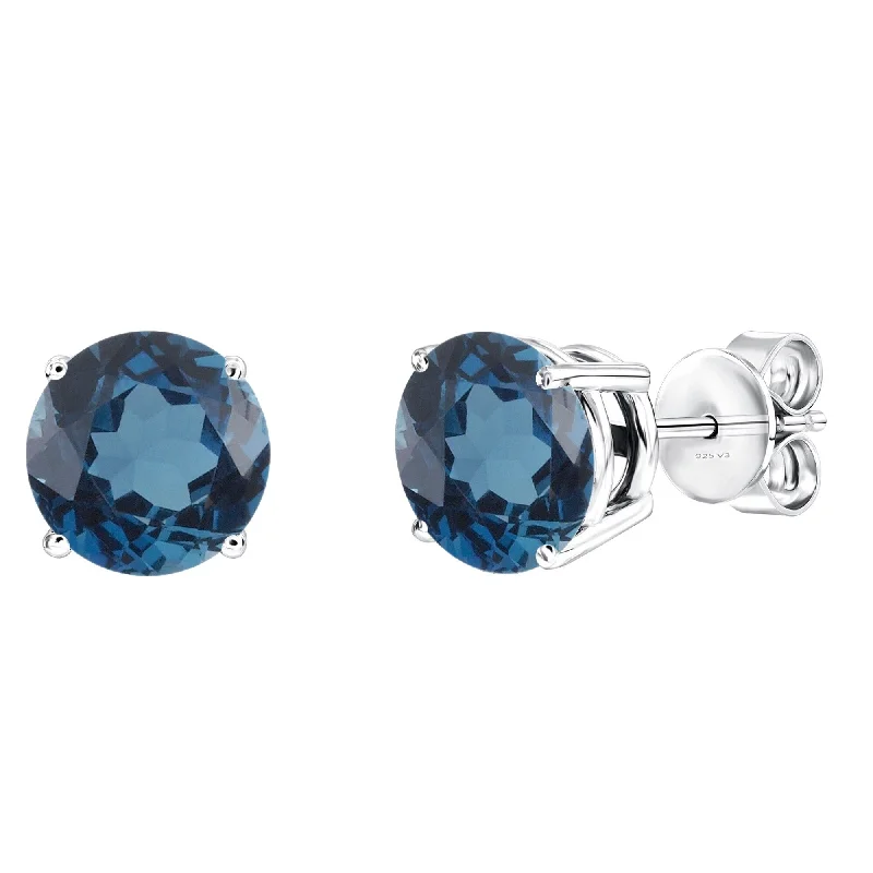 Chic crystal earrings for sophisticated outfits -Sterling Silver with Natural London Blue Topaz Stud Earring