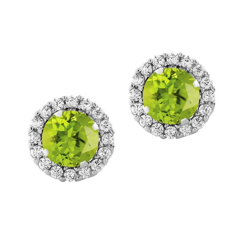 Diamond earrings for upscale accessories -Sterling Silver with Natural Peridot and White Topaz Stud Earring