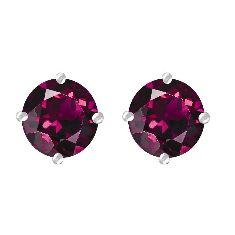 Gold earrings for trendy women -Sterling Silver with Rhodolite Garnet Stud Earring