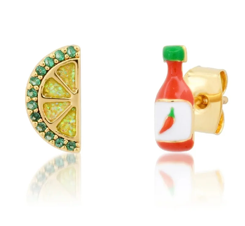 Elegant gold earrings for classy women -Tabasco and Lime Studs