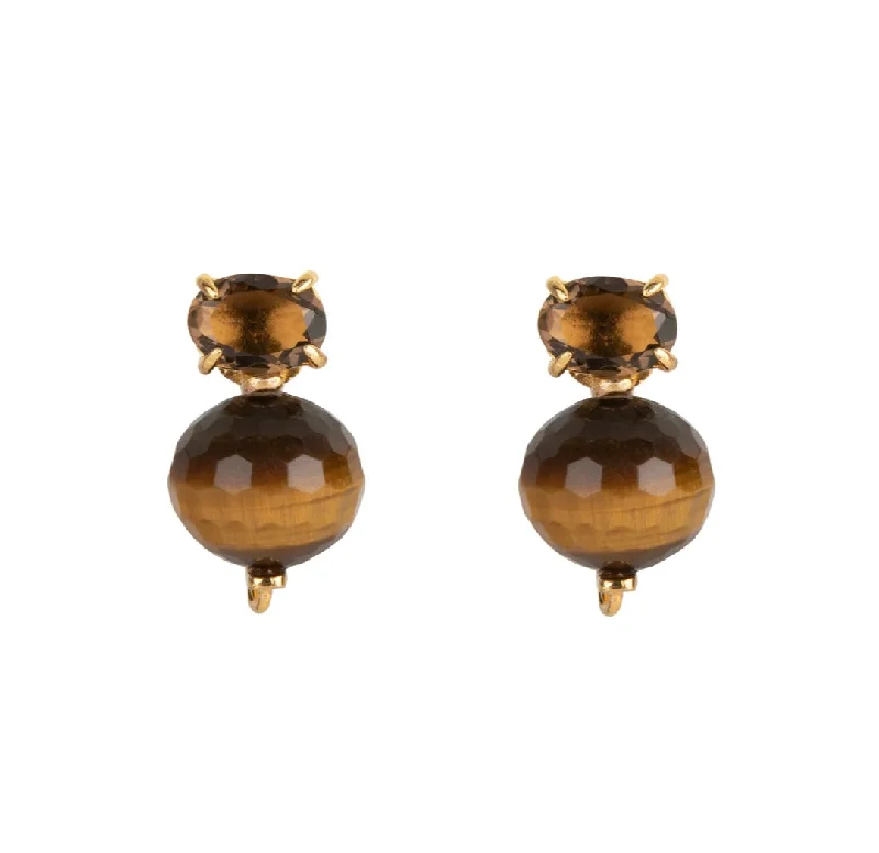 Minimalist pearl earrings for classic charm -Tigers Eye Stud