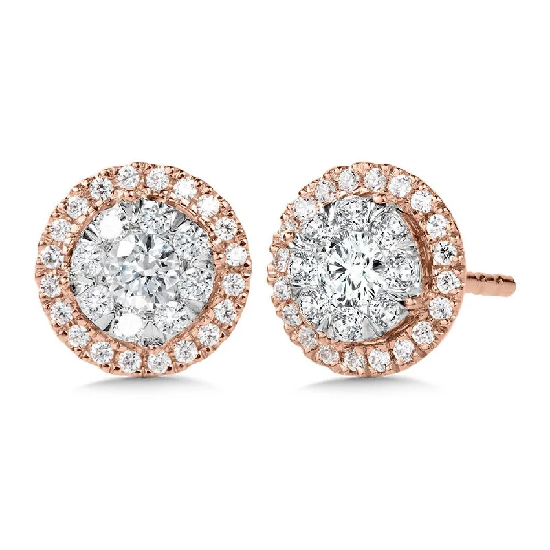 High-quality silver earrings for everyday use -TWO TONE CLUSTER DIAMOND EARRINGS