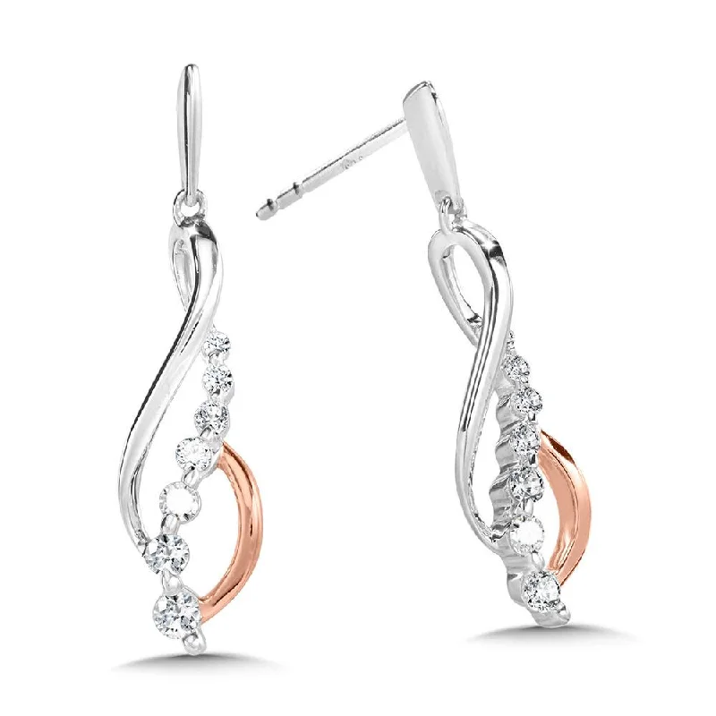 Colorful resin earrings for artistic accents -TWO TONE LOVE MOMENTS INFINITY GRADUATING DIAMOND DANGLING EARRINGS