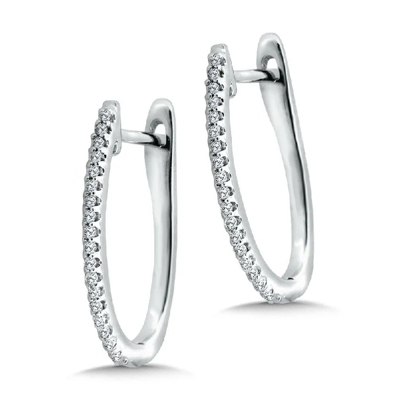 Chic crystal earrings for sophisticated outfits -U-SHAPED DIAMOND HOOP EARRINGS