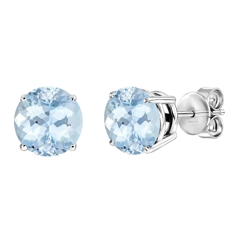 Antique gold earrings for vintage lovers -V3 Jewelry 1.5ct Natural Aquamarine Sterling Silver Women Stud Earring