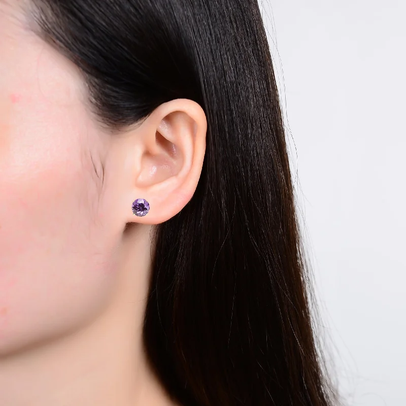 Unique ear cuffs with intricate designs -V3 Jewelry Gold Over Sterling Silver Natural Amethyst Stud Earring