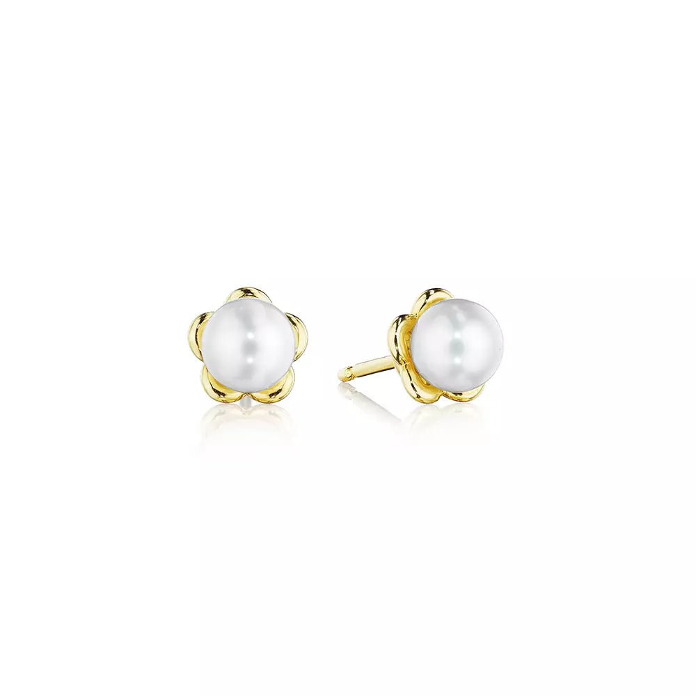 Stylish gold stud earrings for daily wear -REVERIE J-0293802-YE