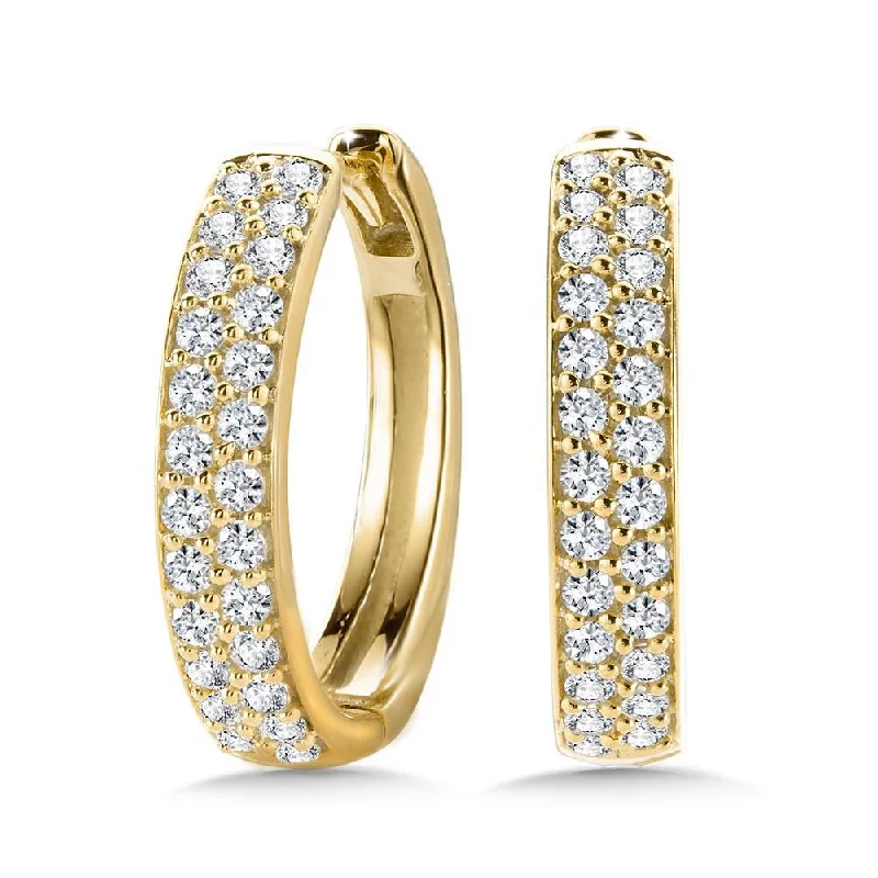 Silver stud earrings with cubic zirconia -YELLOW ROUND DIAMOND HOOP EARRINGS