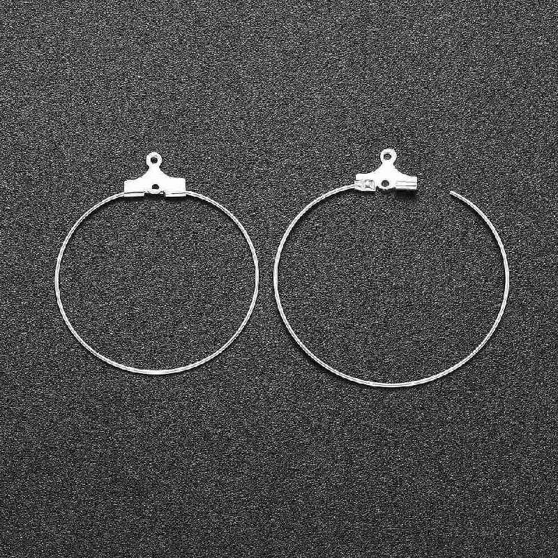 Silver ear climbers for modern looks -30mm, Brass Hoop Earring Hook