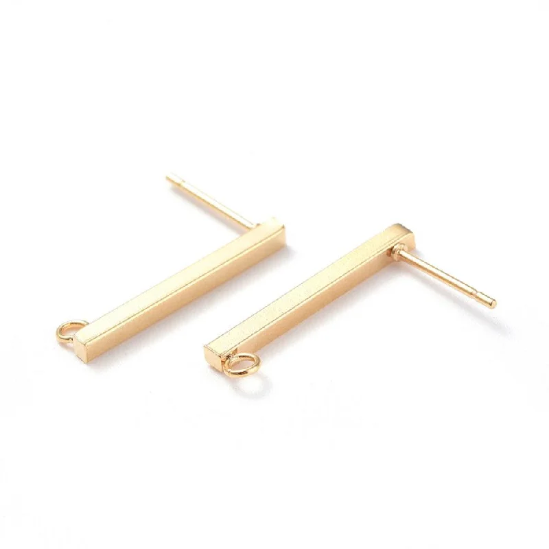 Modern pearl earrings for sleek outfits -304 Stainless Steel Micro Plated Gold Earring Stud 20x2mm