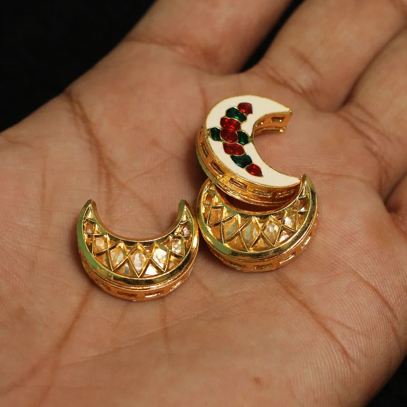 Silver ear climbers for modern looks -4 Pcs, 22x14mm, Kundan Chandbali Earrings Components & Connectors Golden