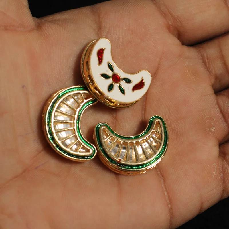 Minimalist pearl earrings for classic charm -4 Pcs, 24x12mm, Kundan Chandbali Earrings Components & Connectors Golden