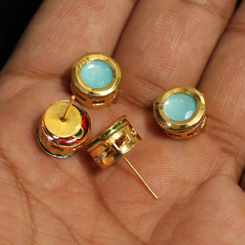 Minimalist drop earrings for daily looks -5 Pairs, 10mm Kundan Earring Studs