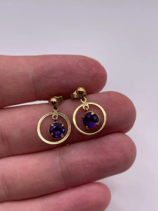 Big statement earrings for bold outfits -9ct gold amethyst earrings