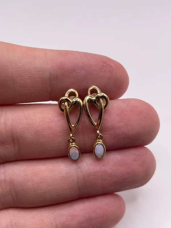 Silver hoop earrings for casual elegance -9ct gold opal earrings