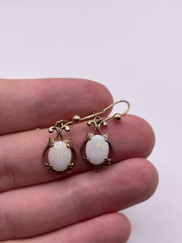 Classic silver earrings for everyday wear -9ct gold opal earrings