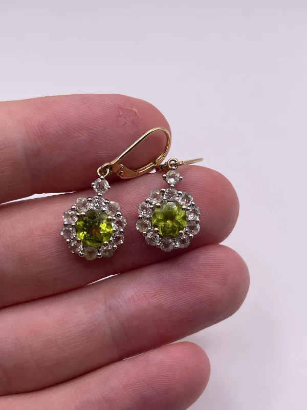 Chic crystal earrings for sophisticated outfits -9ct gold peridot and zircon earrings