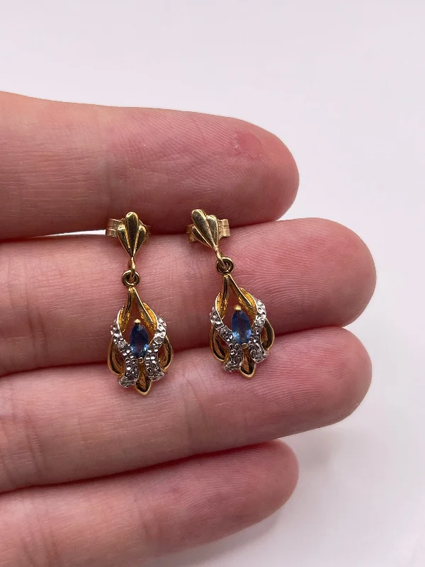 Chic pearl drop earrings for elegant outfits -9ct gold sapphire and diamond earrings