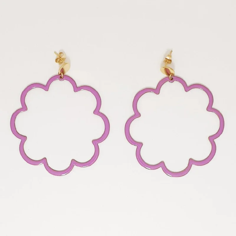 Flower-shaped drop earrings for romantic fashion -Pirouette Earrings Violet