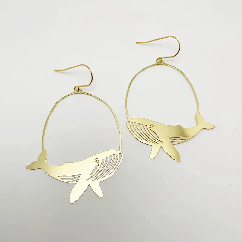 Luxury gold earrings for high-end fashion -Whale Dangle Earrings in Gold