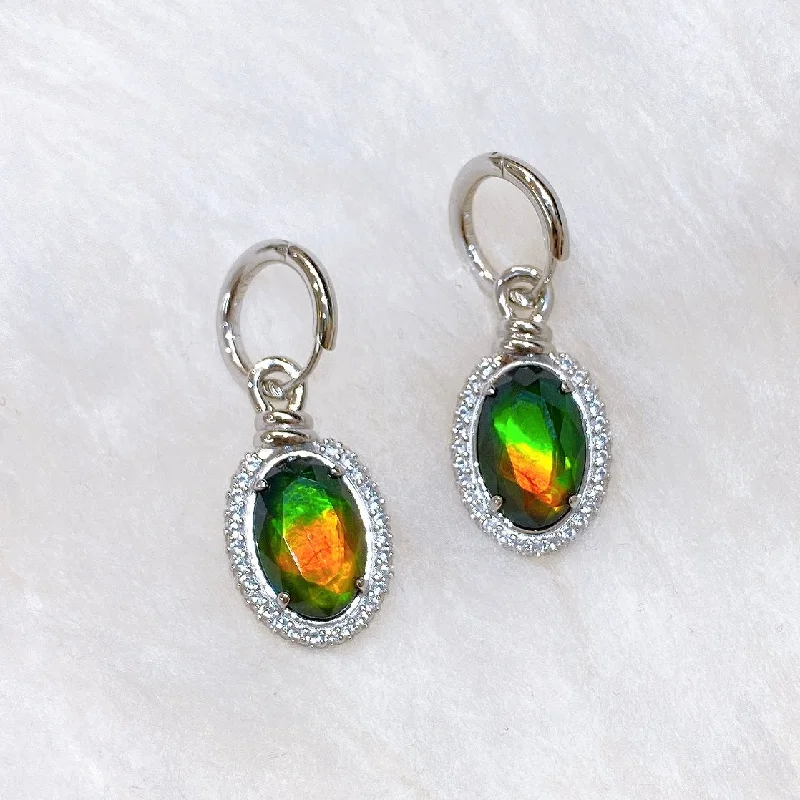 Statement ear cuffs for bold fashion -Ammolite Earrings Sterling Silver KNOTS Ammolite Earrings