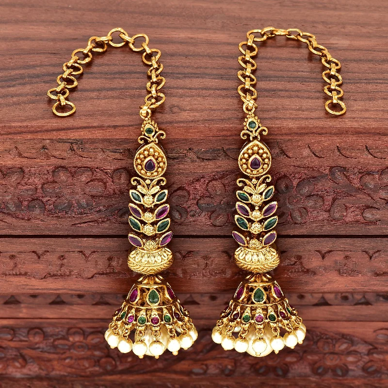 Silver drop earrings for elegant style -Antique Zirconia Kempu Jhumka Earrings