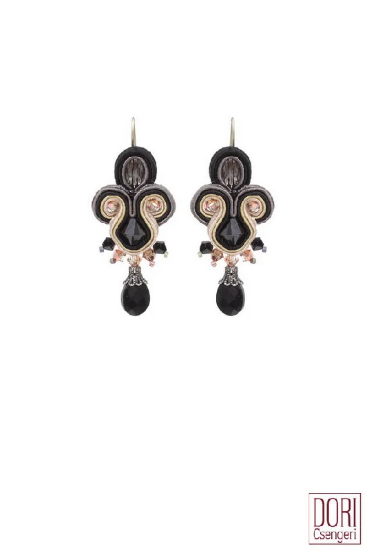 Vintage pearl earrings for retro fashion -Black Mimosa Drop Earrings