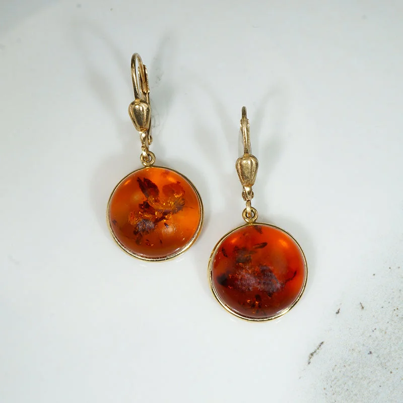 Silver earrings with intricate patterns for elegance -Blood Moon Amber Cabochon Earrings