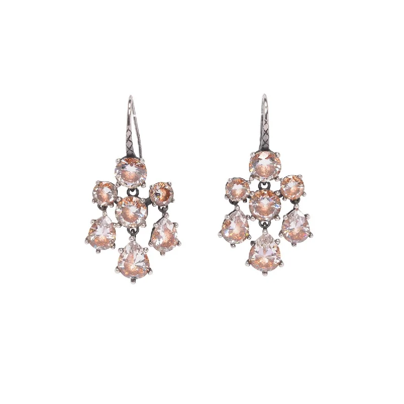 Chunky silver earrings for bold fashion -Bottega Veneta Orange Oxidised Silver Chandelier Earrings