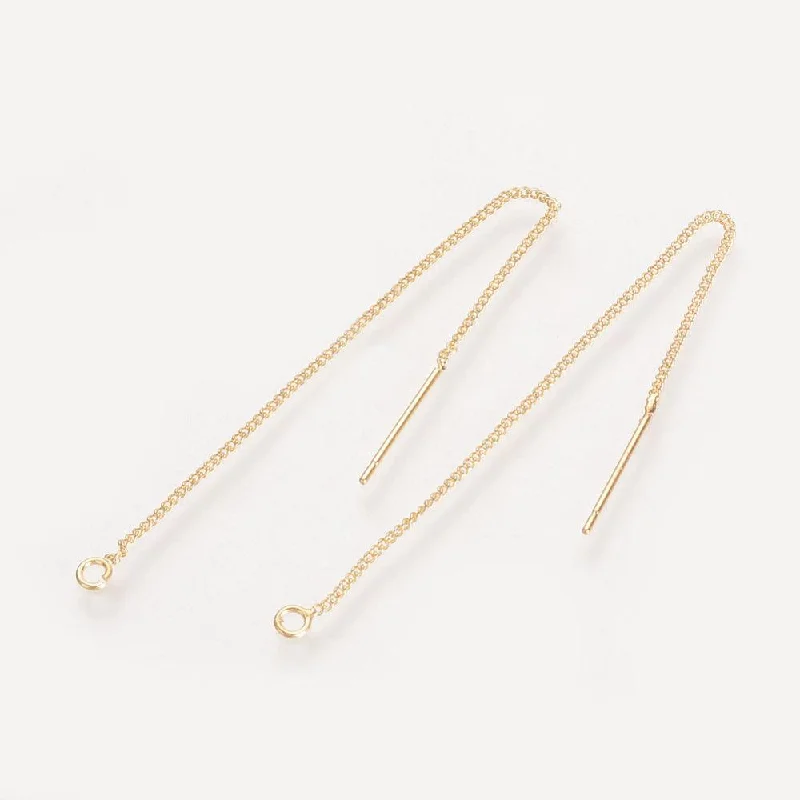 Simple gold earrings for minimalist style -Brass Nickel Free Real 18K Gold Plated Earring Stud 85x1mm