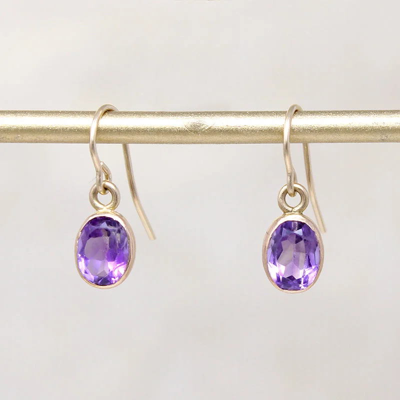 Large silver earrings for statement looks -Bright Lilac Amethyst Drop Earrings in 14k Gold