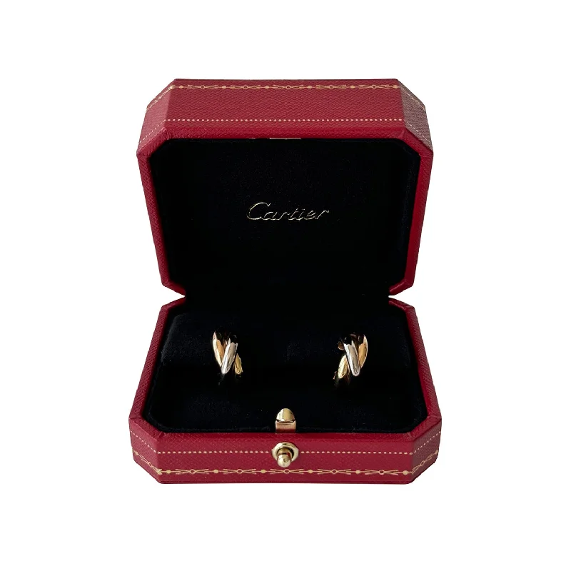 Elegant gold earrings for refined fashion -Cartier White Yellow Rose Gold Trinity Earrings