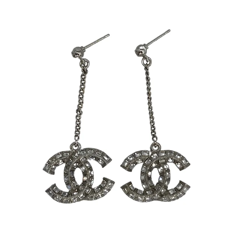 Silver hoop earrings for stylish wear -CHANEL: CC Drop Earrings