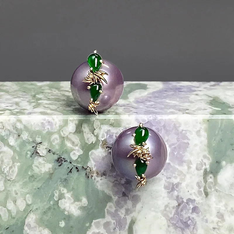 Trendy ear cuffs for fashion-forward women -ANSWER B. by Bianca Chong -Lavender Pearl and Jade Earrings