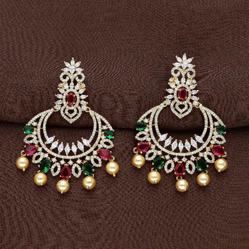 Ear cuffs with crystals for trendy accents -Zirconia Chandbali Earrings