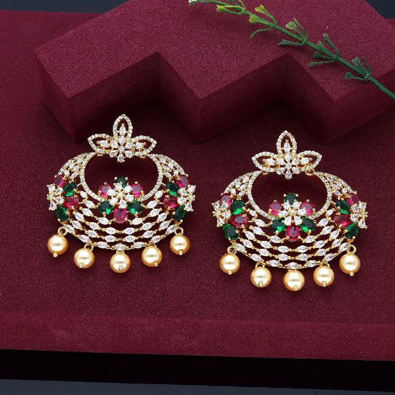 Luxury diamond earrings for glamorous look -Fancy Zirconia Chandbali Earrings