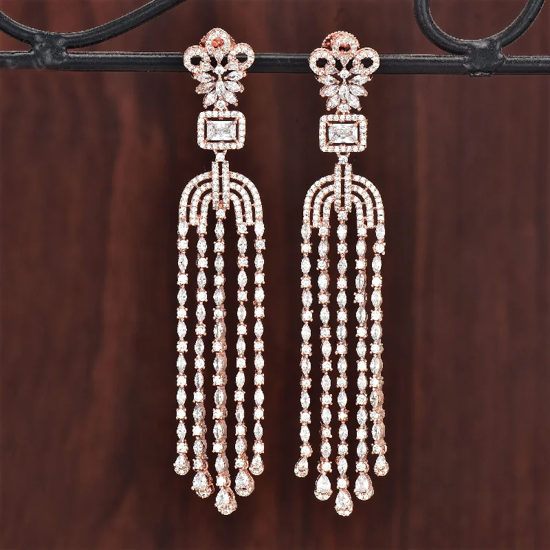 Fashionable ear cuffs with diamonds -Zirconia Dangler Earrings