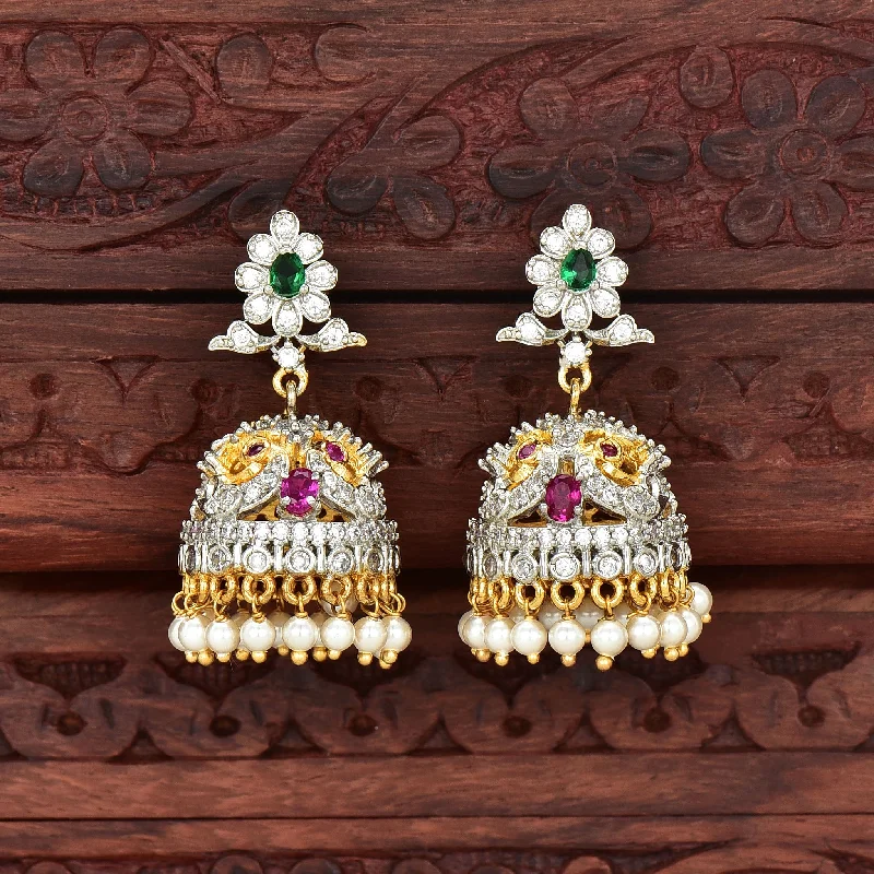 Small hoop earrings for minimalist fashion -Zirconia Jhumka Earrings