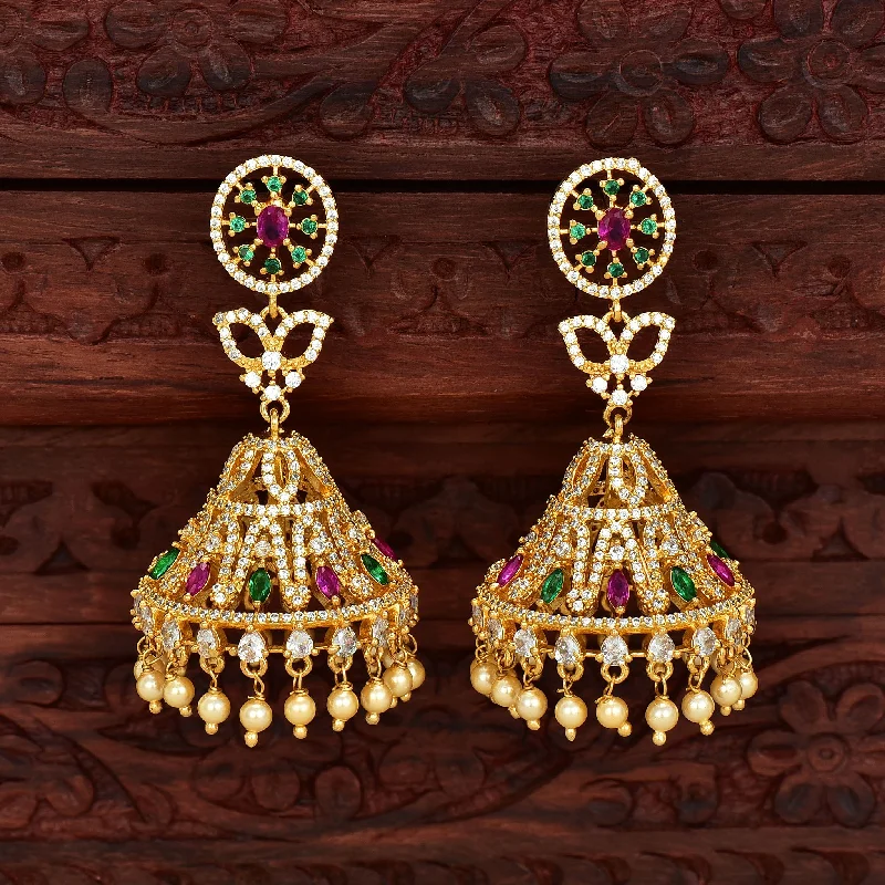 Colorful resin earrings for artistic accents -Zirconia Jhumka Earrings