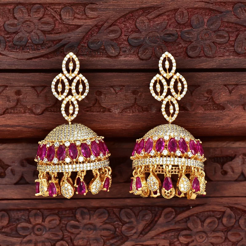 Big statement earrings for bold outfits -Zirconia Jhumka Earrings