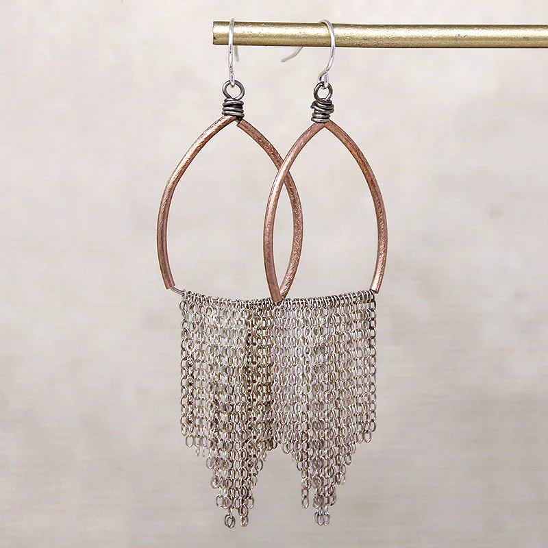 Luxury drop earrings with diamonds -Dancing Queen Brass & Silver Fringe Earrings by Brin