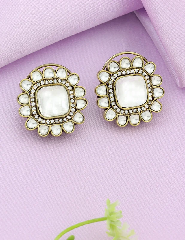 Small pearl earrings for delicate elegance -Designer Victorian Stud Earrings