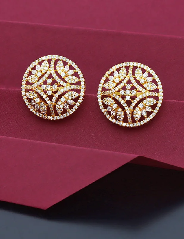 Luxury drop earrings with diamonds -Designer Zirconia Gold Stud Earrings