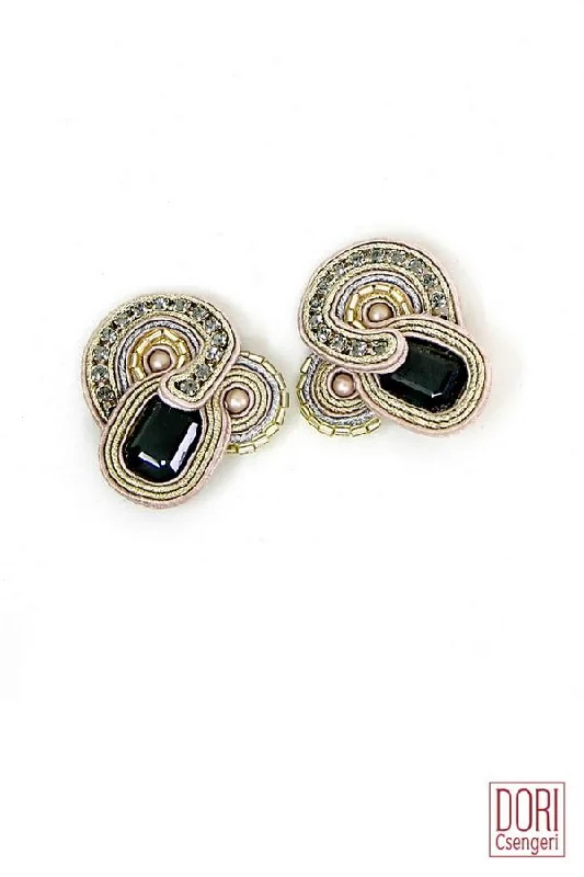 Gold earrings for trendy women -Desiree Onyx Earrings