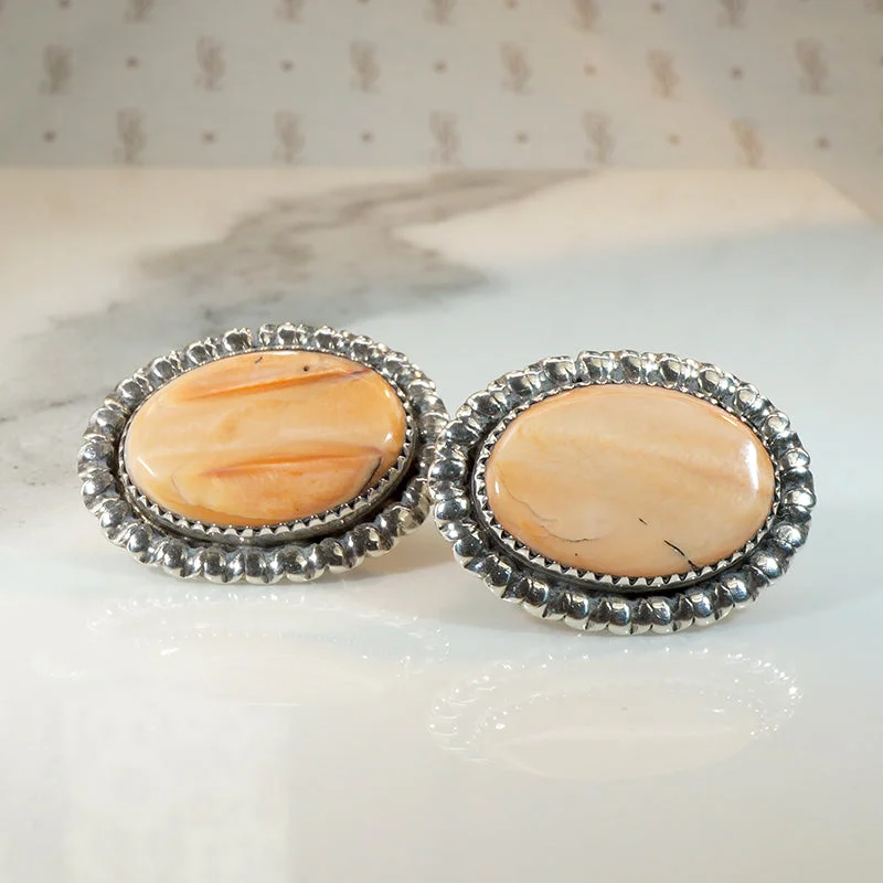 Small pearl earrings for delicate elegance -Dreamy Spiny Oyster & Sterling Stud Earrings