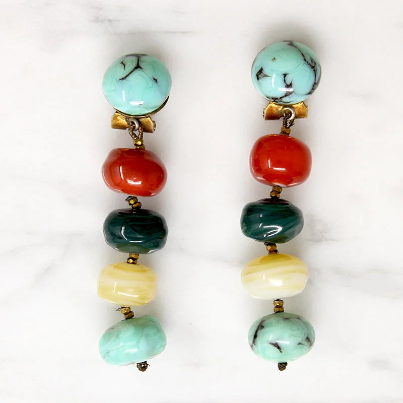 Minimalist drop earrings for daily looks -Funky Venetian Glass Bead Earrings