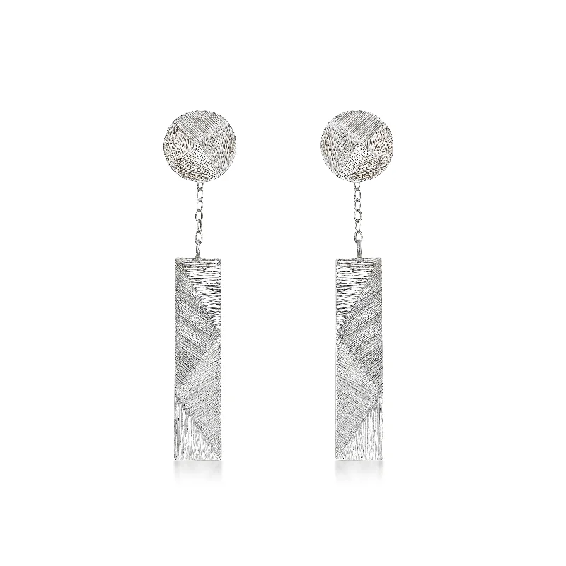 Luxury drop earrings with diamonds -Natalie Wong- Geometric Shapes Dangle  Earrings with Hand Engraving