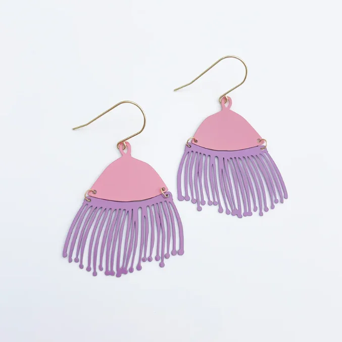 Simple silver drop earrings for understated elegance -Gum Blossom Earrings Pink & Purple